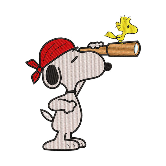 Pirate Snoopy and Woodstock Embroidery Design - 02060179
