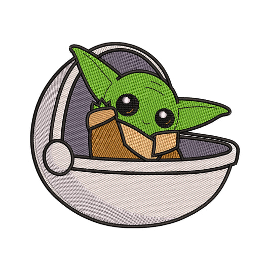 Grogu (Baby Yoda) in Pram Embroidery Design - 02060189