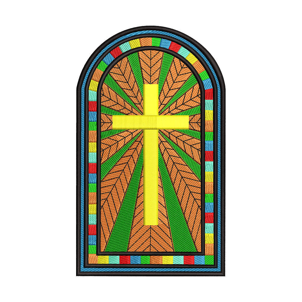 Stained Glass Cross embroidery designs for machine - 021258