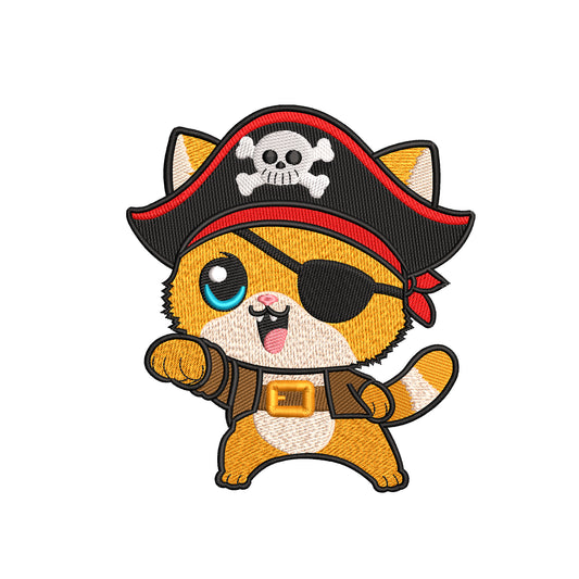 Pirate cat embroidery designs for machine - 03052401