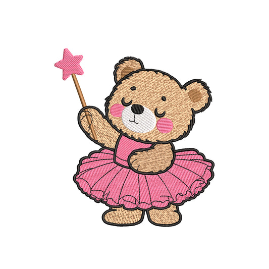 Cute bear wearing dress embroidery designs for machine - 03052407