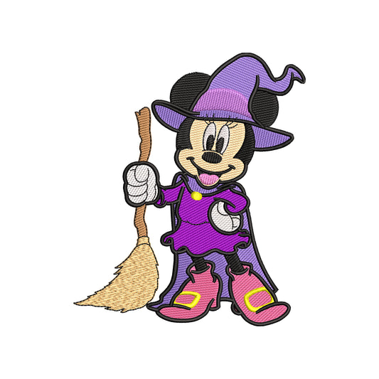 Halloween embroidery designs Minnie wearing witch dress - 05052402