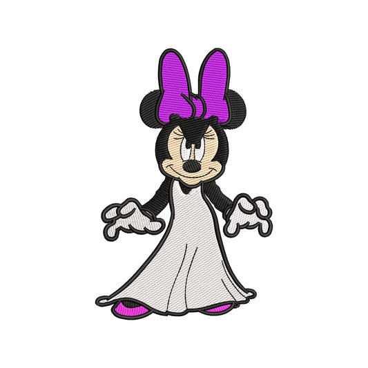 Halloween embroidery designs Minnie wearing ghost dress - 05052403