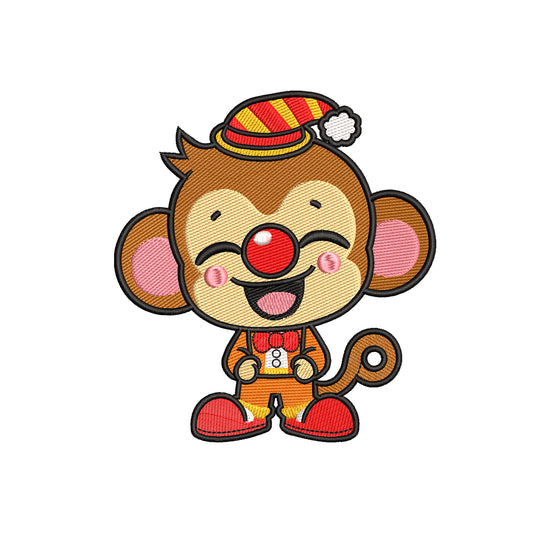 Clown monkey embroidery designs for machine - 09052403