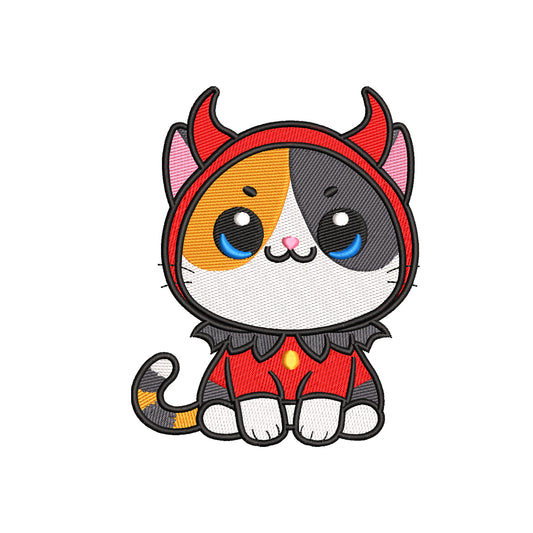 Cute devil cat embroidery designs for machine - 09052411