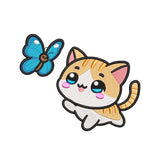 Cat with butterfly embroidery designs for machine- 09052419