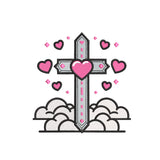 Cross with hearts embroidery designs for machine - 09052420