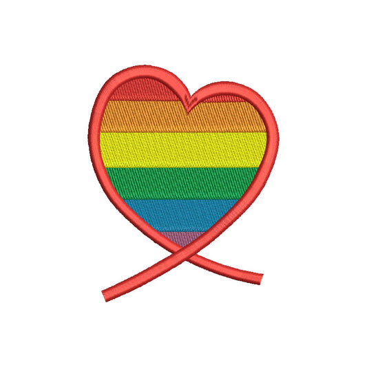 LGBTQ flag heart machine embroidery designs - 1010014