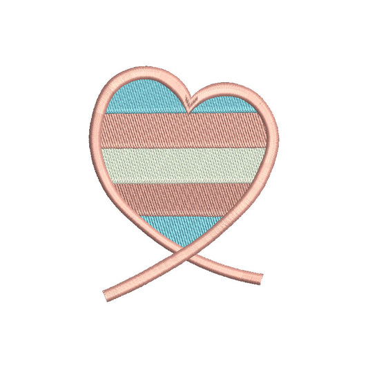 Transgender flag heart machine embroidery designs - 1010015