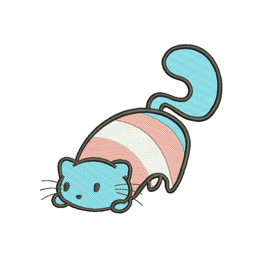 Cat embroidery designs transgender pride flag - 1010035