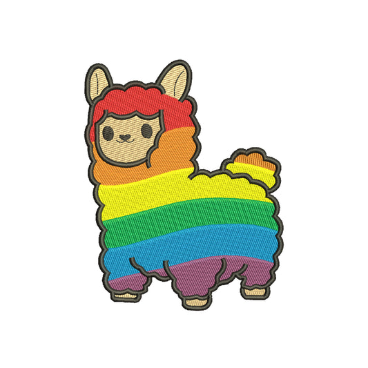 Llama embroidery designs lgbtq pride flag - 1010037