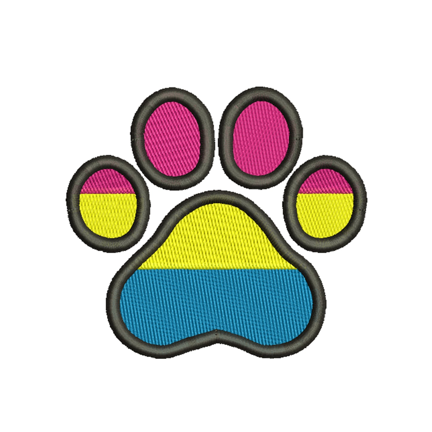Paw embroidery designs pansexual pride flag - 1010044