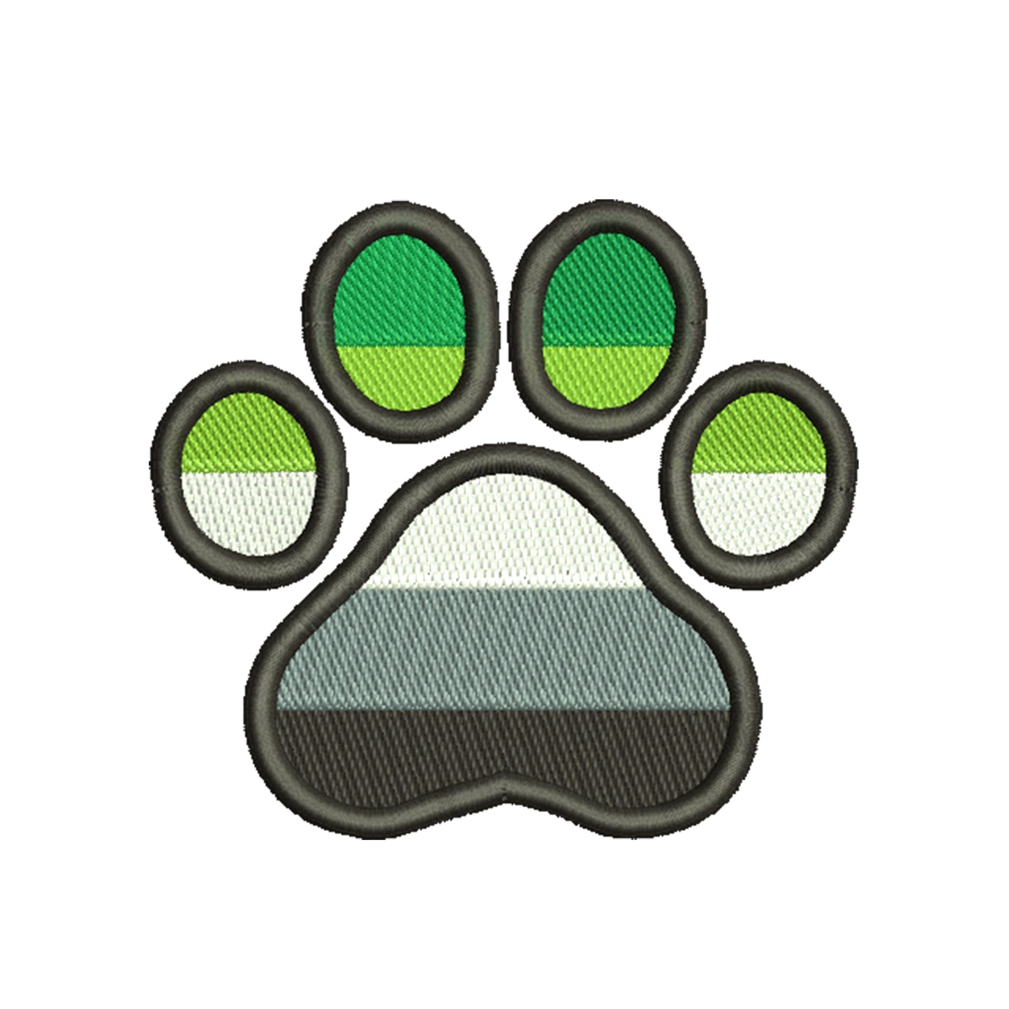 Paw embroidery designs aromantic pride flag - 1010046