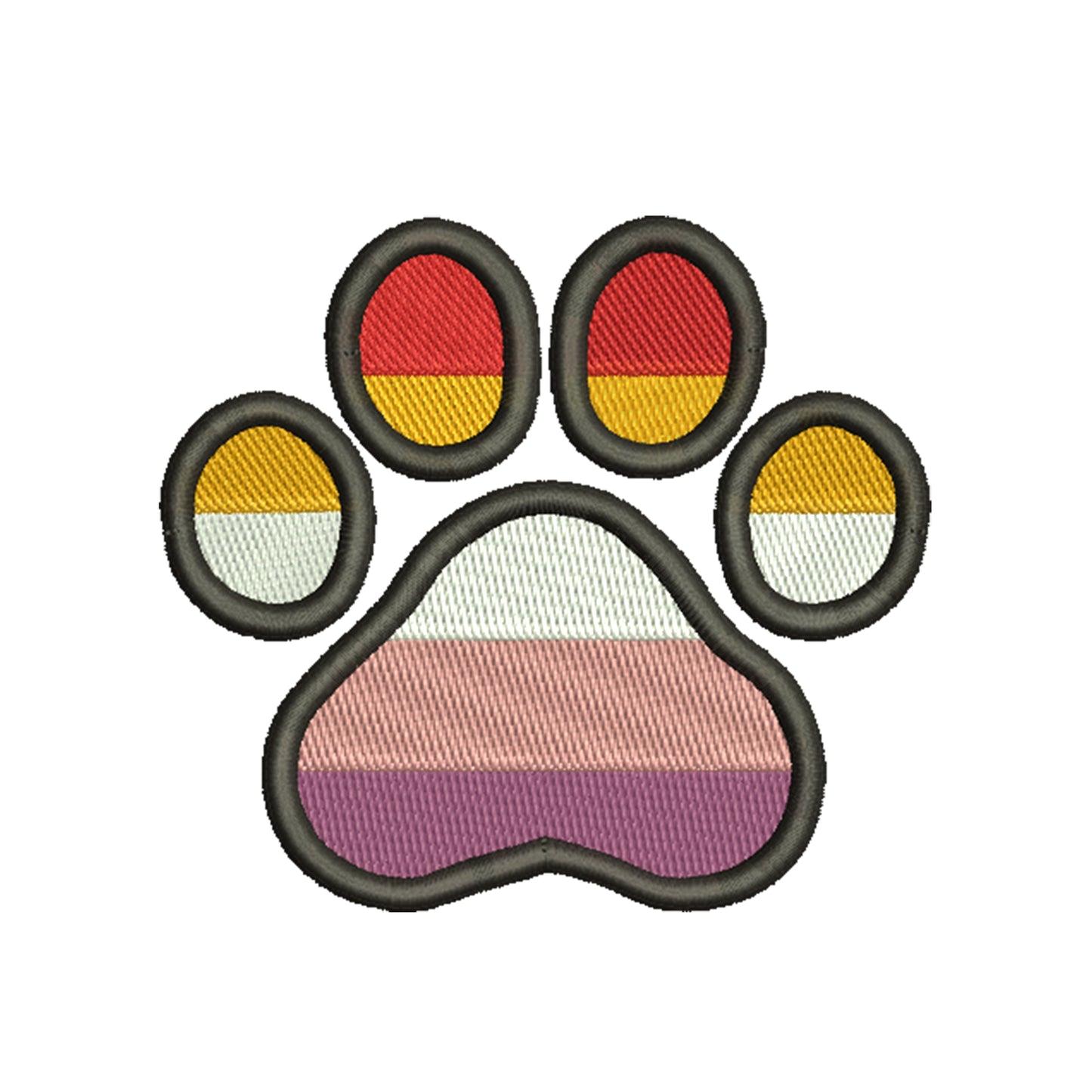 Paw embroidery designs lesbian pride flag - 1010047