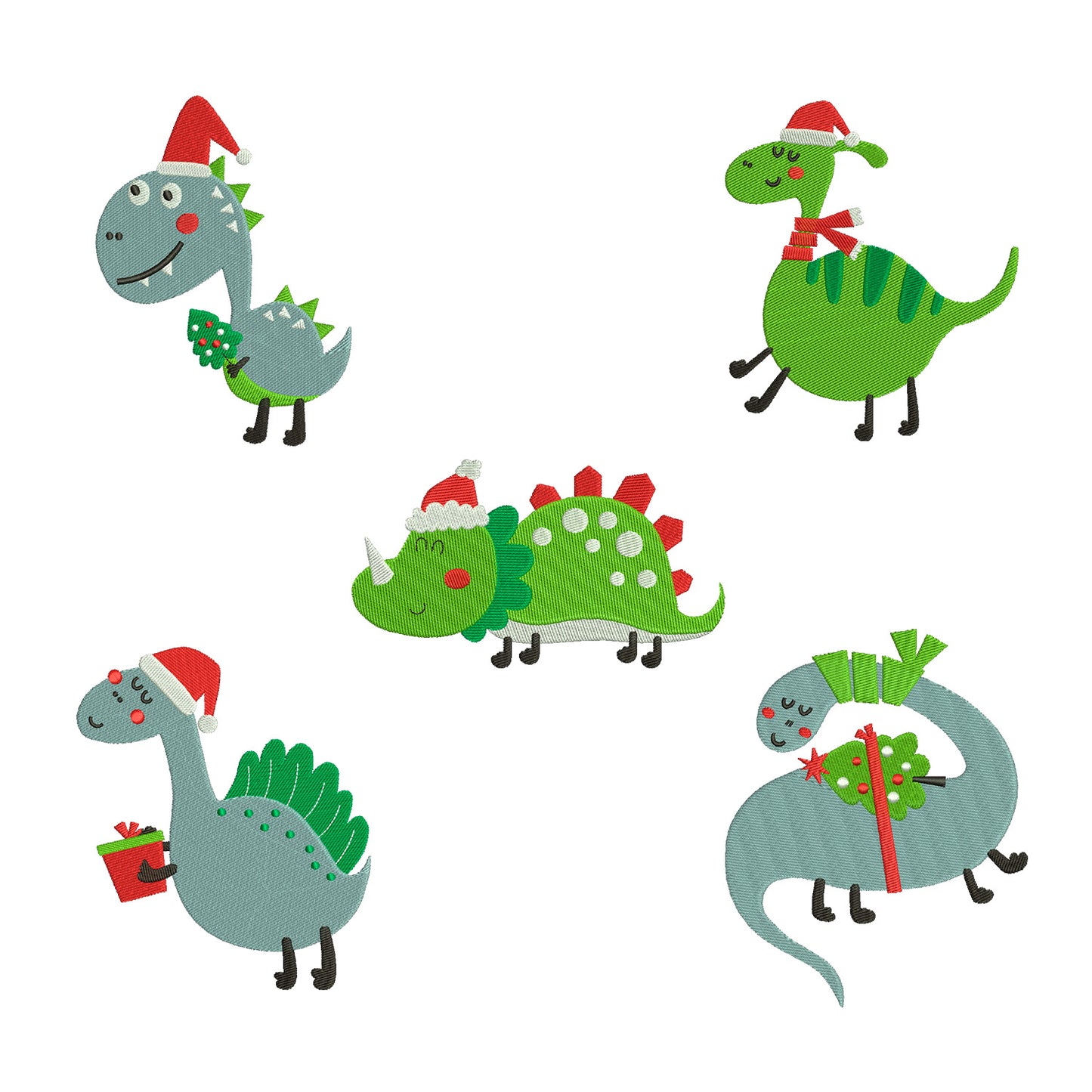 Christmas embroidery bundle dinosaurs files