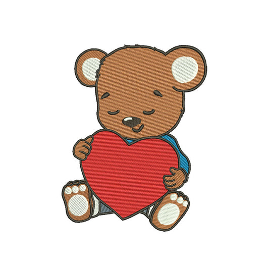 Bear with heart machine embroidery designs - 110001
