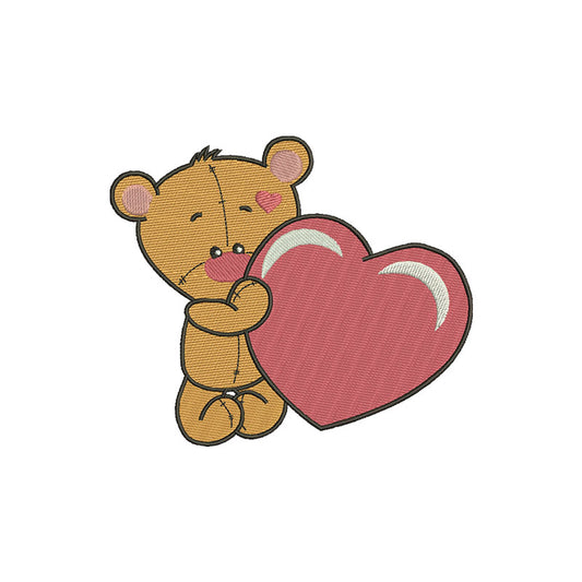 Bear with heart embroidery designs - 110005