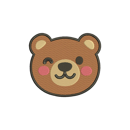 kawaii bear face embroidery file - 110017
