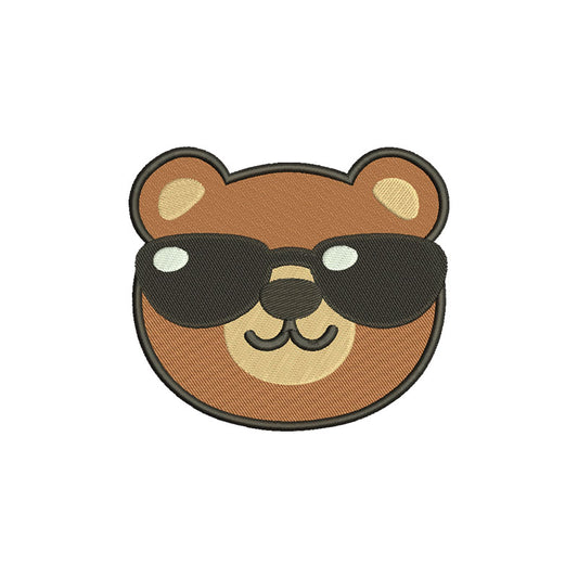 Bear in sunglasses embroidery designs - 110019