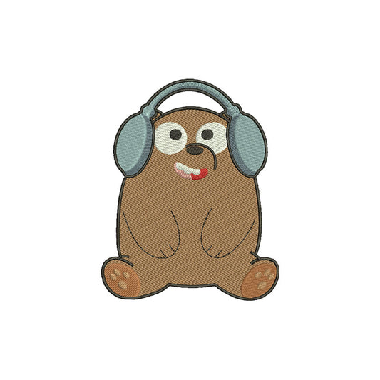 Bear with headphones embroidery designs - 110022