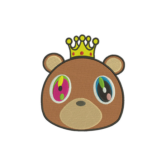 Bear with crown embroidery designs - 110024