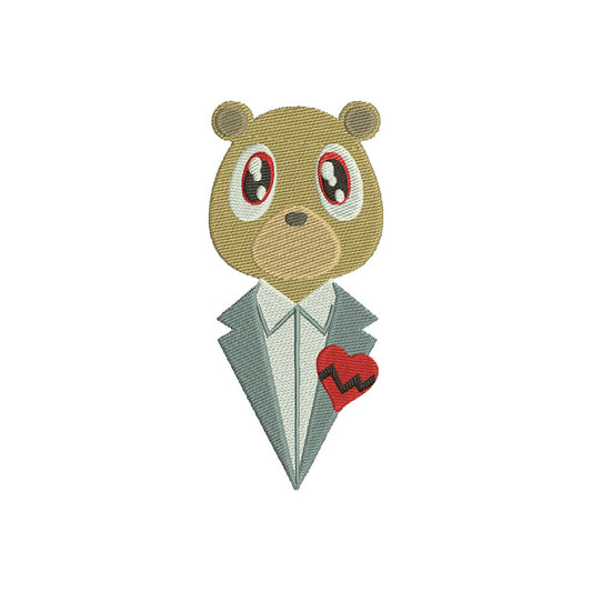 Bear in a grey suit embroidery designs - 110027