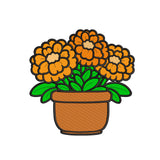 A vase of orange marigolds embroidery designs flowers - 12062403