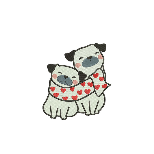 Cute Dogs love embroidery designs Valentine - 150005