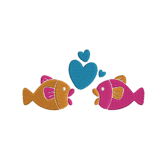 Fish Love machine embroidery designs Valentine - 160012