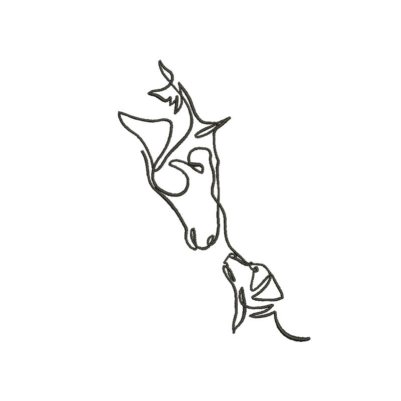 Horse machine embroidery designs one line animals - 170061