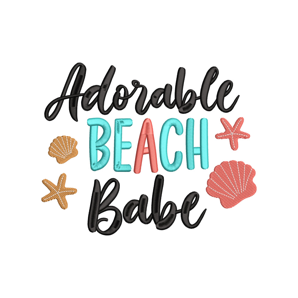 Adorable beach babe embroidery design for machine - 17062401