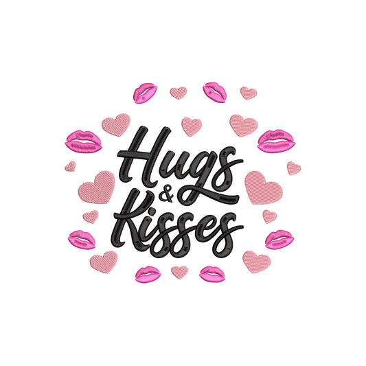 Hugs & kisses embroidery design for machine - 17062410