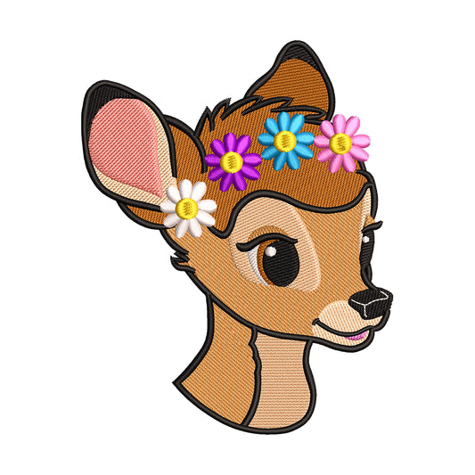 Bambi with Flower Crown Embroidery Design - 190402