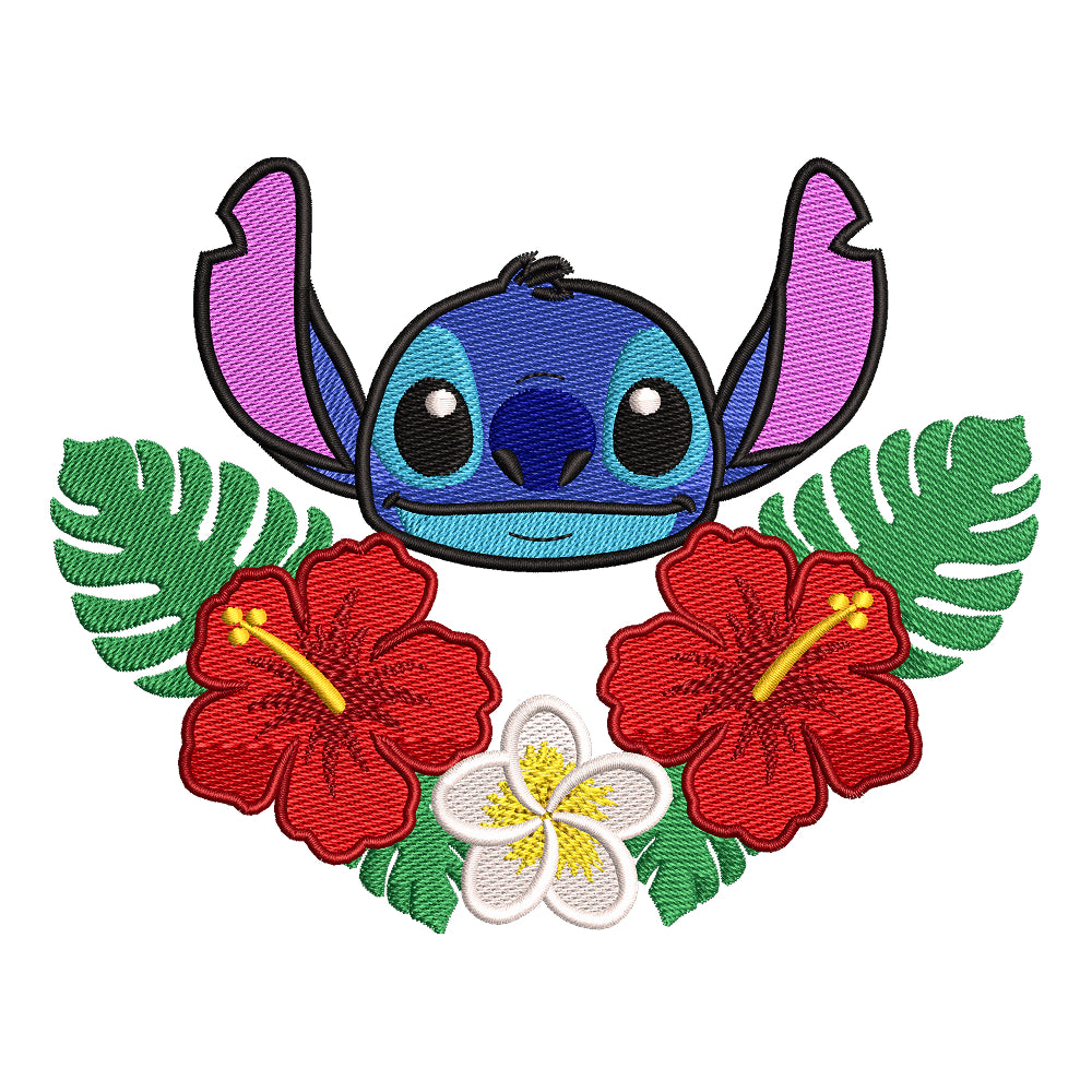 Stitch with Tropical Flowers Embroidery Design - 190403