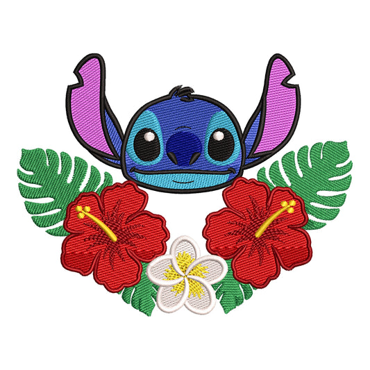 Stitch with Tropical Flowers Embroidery Design - 190403