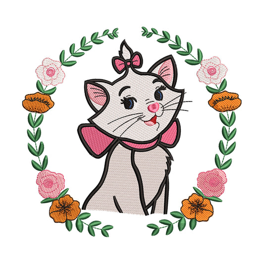 Marie in Floral Wreath Embroidery Design - 190405