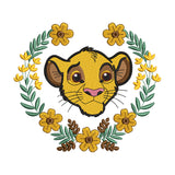Young Simba in Floral Wreath Embroidery Design - 190406