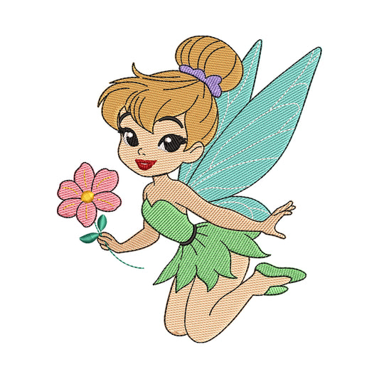 Tinker Bell with Flower Embroidery Design - 190407