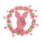 Piglet in Cherry Blossom Wreath Embroidery Design - 190408