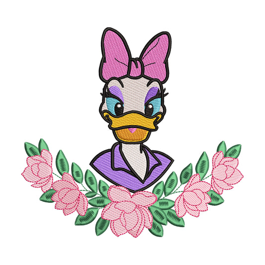 Daisy Duck with Floral Swag Embroidery Design - 190410