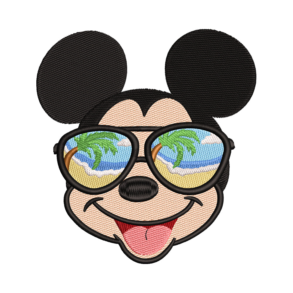 Mickey Mouse with Beach Sunglasses Embroidery Design - 190414