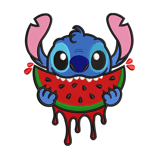 Stitch Eating Watermelon Embroidery Design - 190415