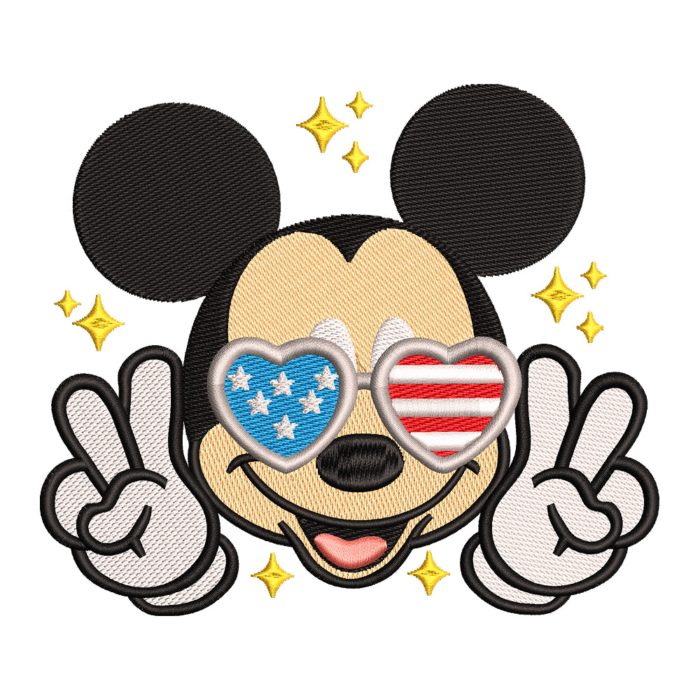 Patriotic Mickey Mouse Embroidery Design - 190418