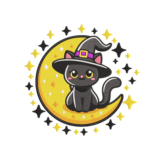 Halloween cat embroidery designs for machine - 19042401
