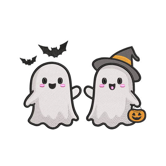 Cute ghosts embroidery designs halloween - 19042403