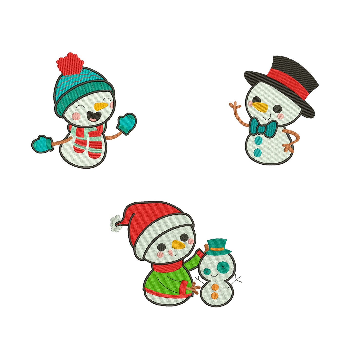 Christmas embroidery bundle snowman
