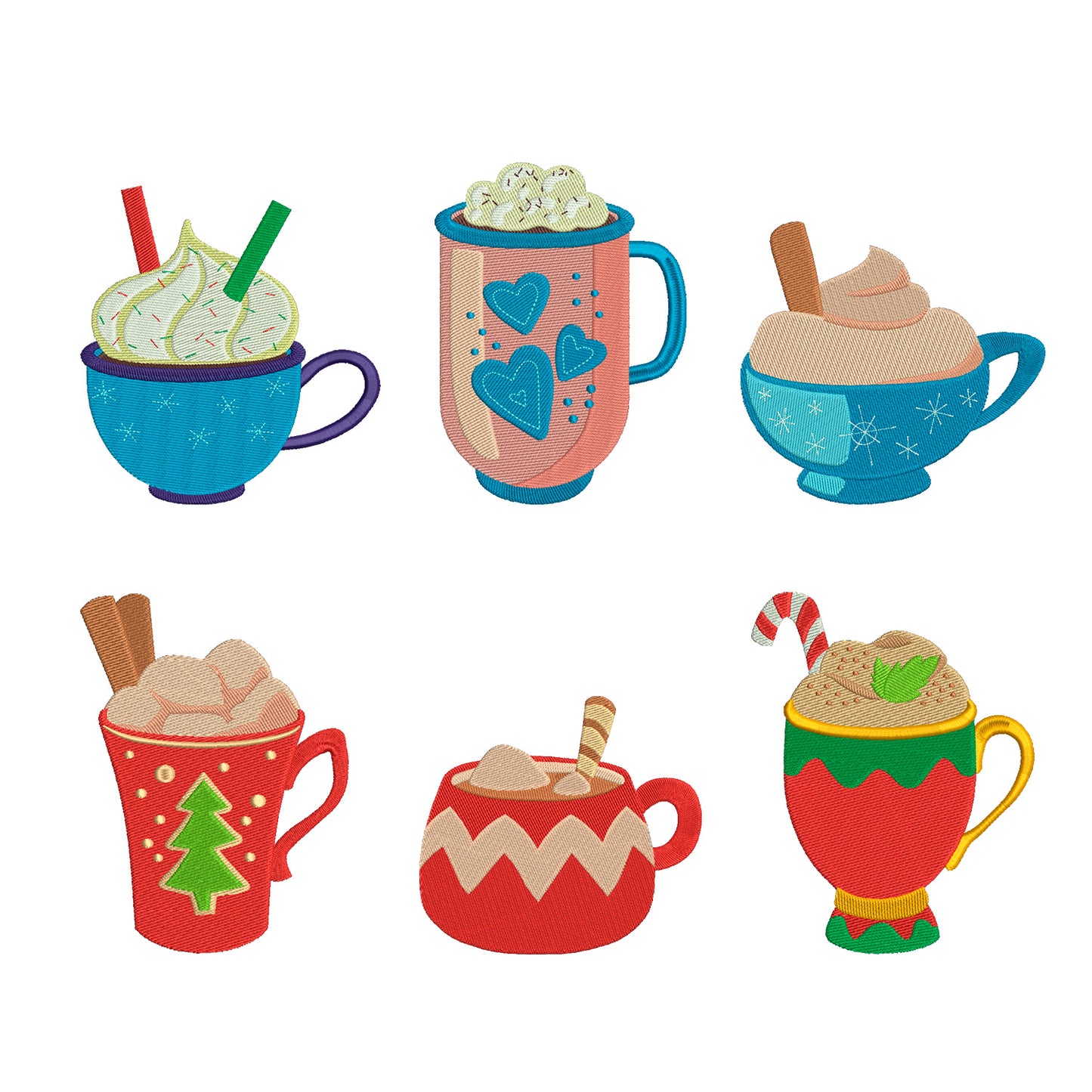 Christmas hot drink embroidery bundle