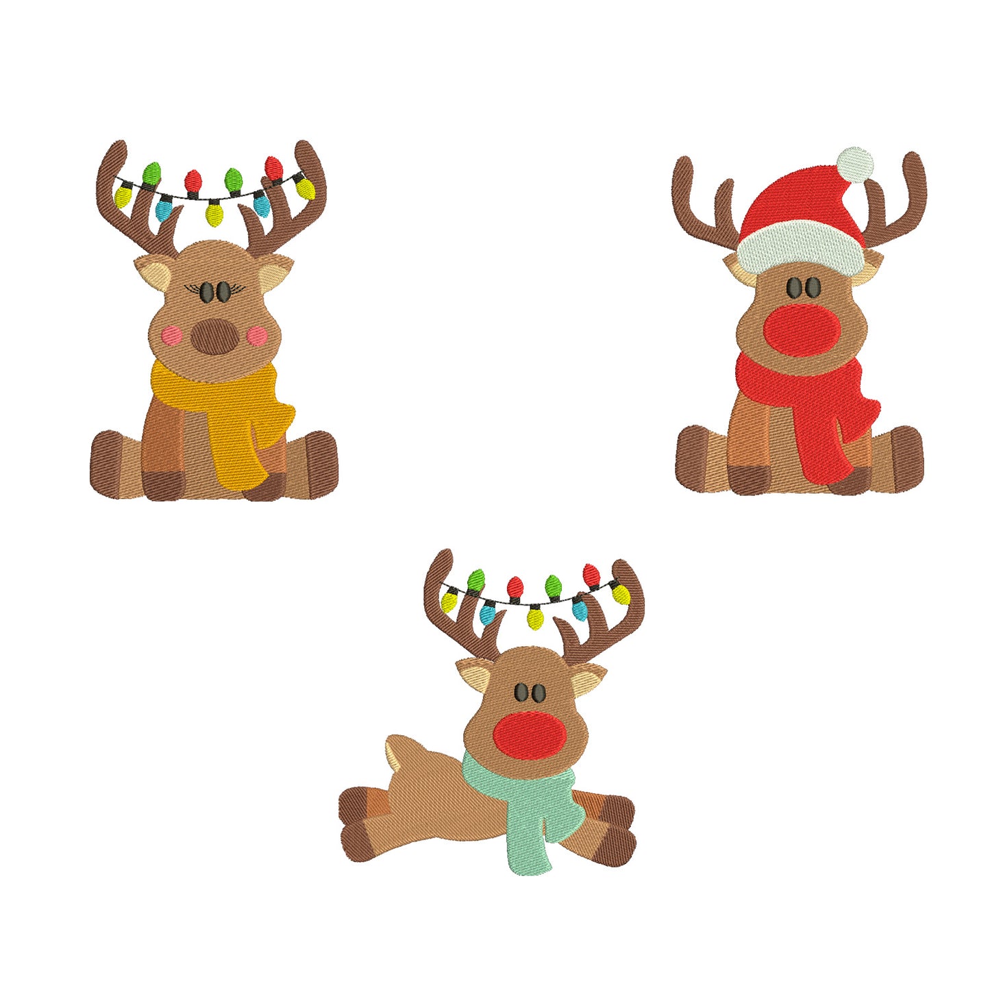 Christmas deers embroidery bundle