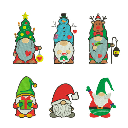 Christmas gnomes embroidery bundle