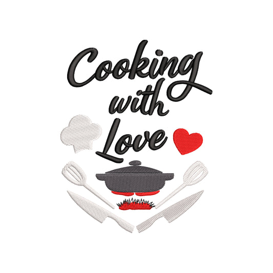 Cooking with love embroidery designs for kitchen towels - 22062410